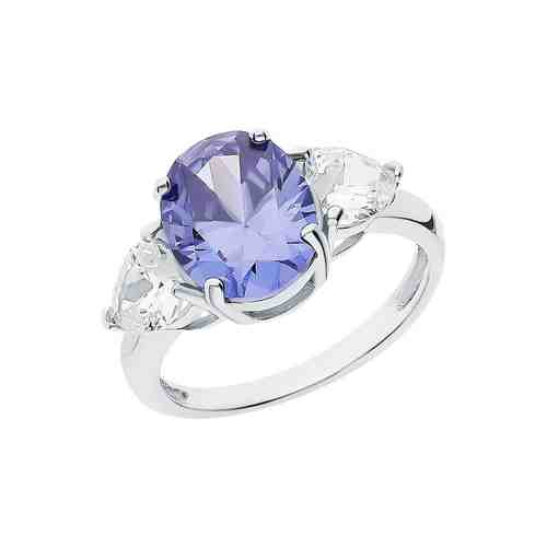 Серебряное кольцо с фианитами и танзанитом арт. 265781