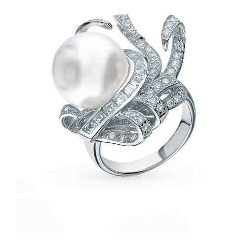 Серебряное кольцо с жемчугом и фианитами арт. 89252