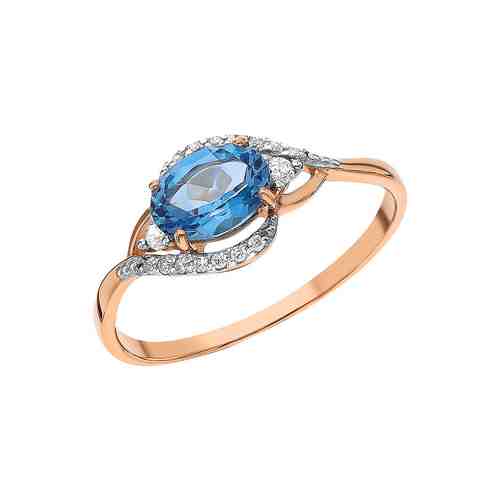Золотое кольцо с фианитами и топазами арт. 306907