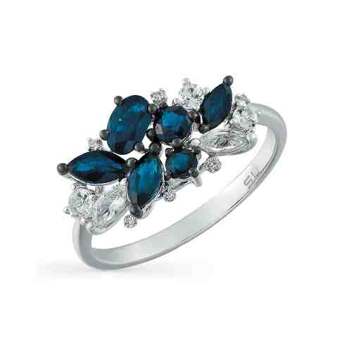 Золотое кольцо с сапфирами и бриллиантами арт. 175113